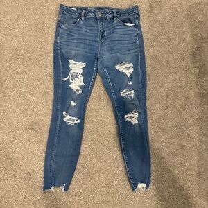 American Eagle Outfitters Ripped Blue Jeggings